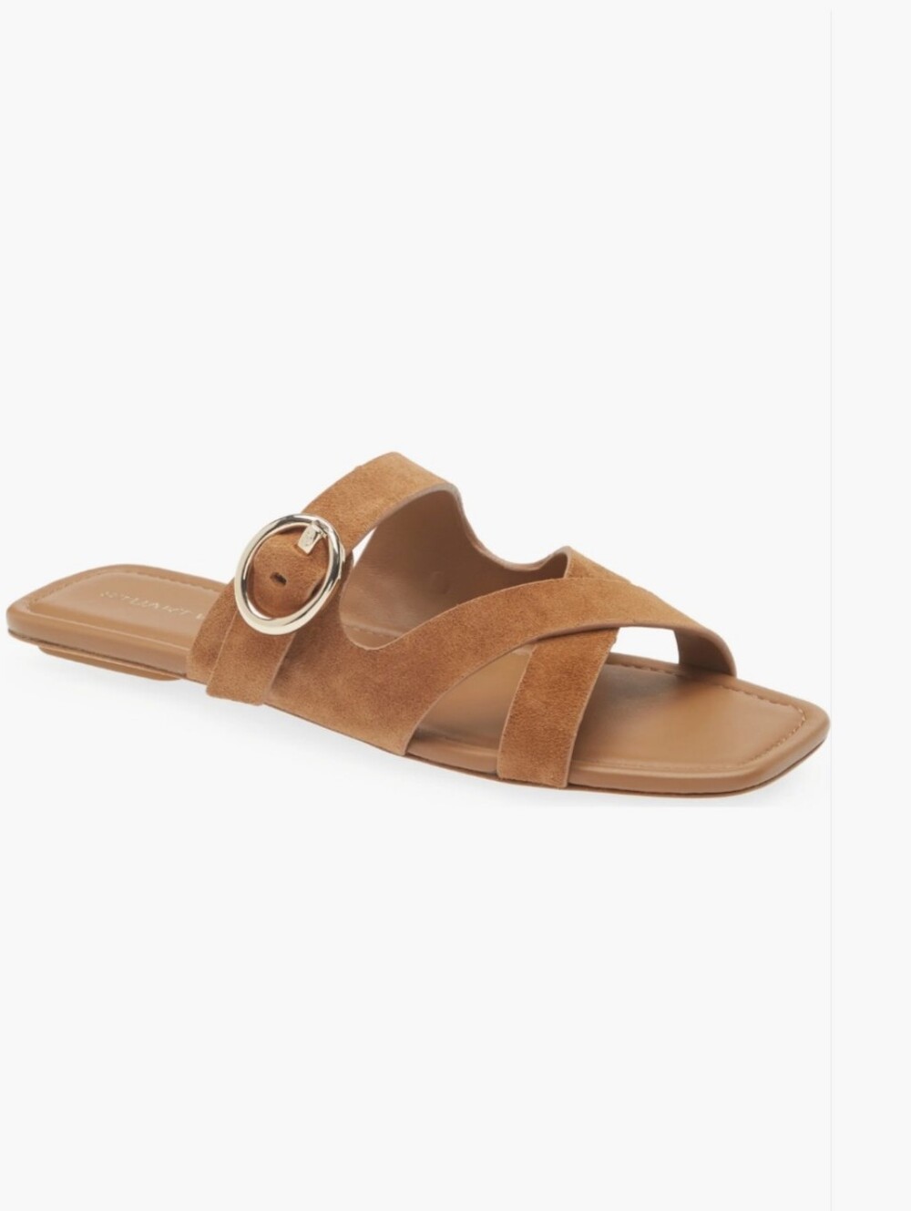 Stuart Weitzman Villa Brown Suede Crisscross Slide Sandals Size 6